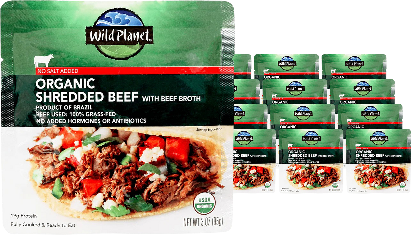 Organic Shredded Beef with Beef Broth (no salt added) (12 Pack)