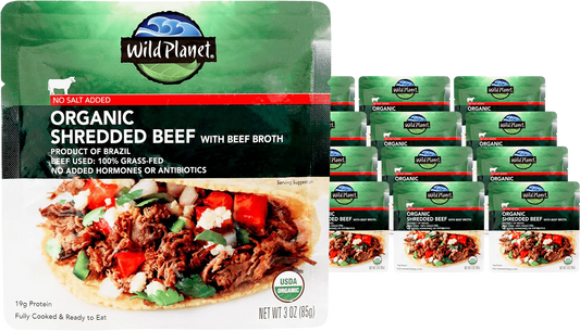 Organic Shredded Beef with Beef Broth (no salt added) (12 Pack)