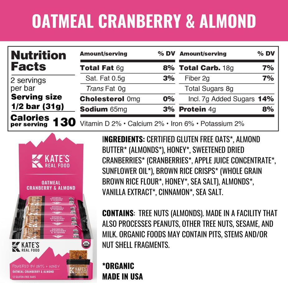 Oatmeal Cranberry Almond Bar (12 CT)