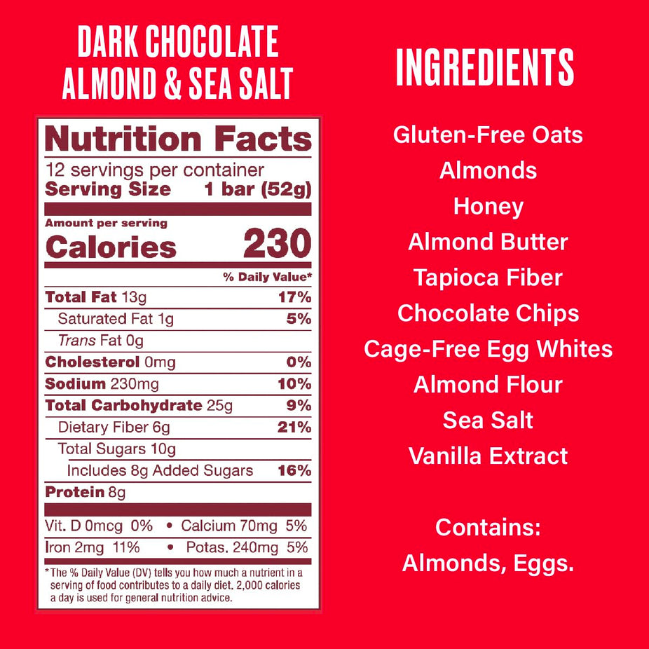 Soft Chewy Oat Bar - Dark Chocolate Almond & Sea Salt  (12CT)