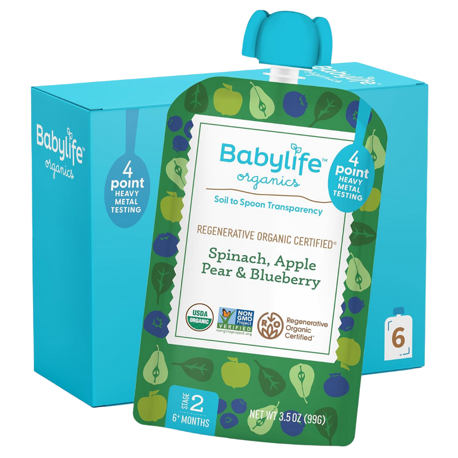 Spinach, Apple, Pear, Blueberry Baby Food Pouches (6 CT)