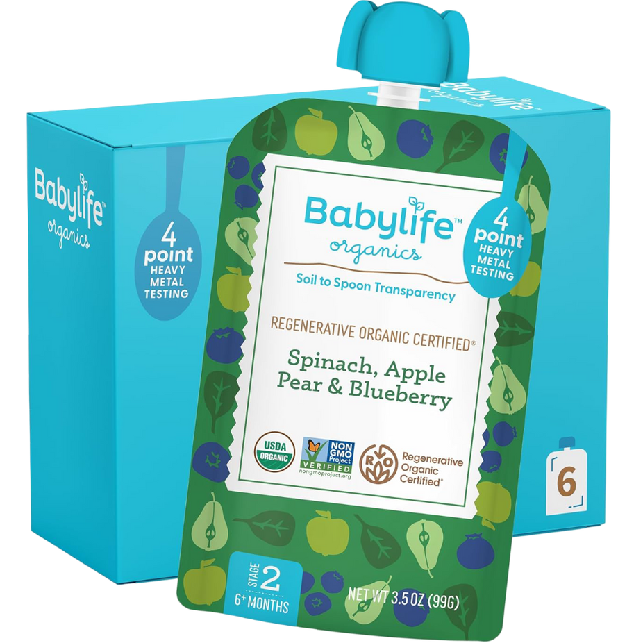 Spinach, Apple, Pear, Blueberry Baby Food Pouches (6 CT)