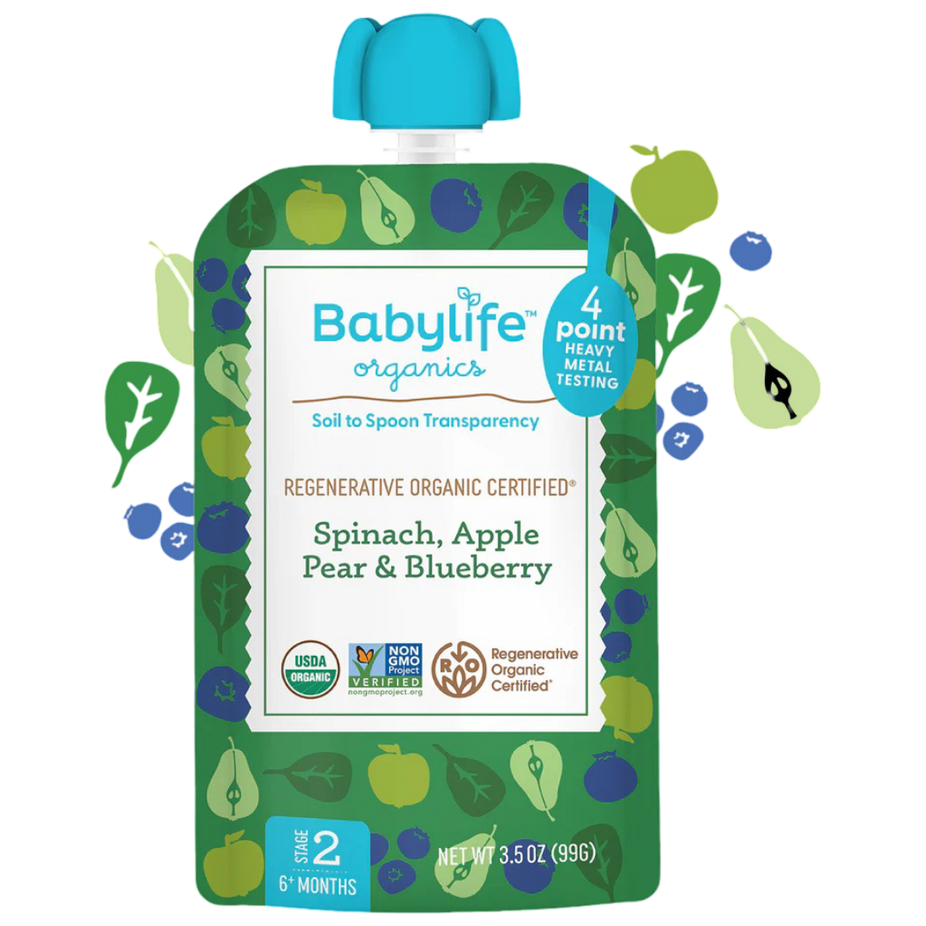 Spinach, Apple, Pear, Blueberry Baby Food Pouches (6 CT)