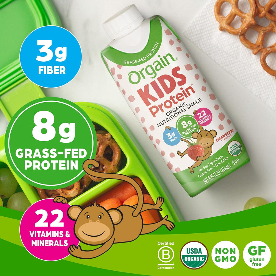 Strawberry Kids Protein Organic Nutritional Shake (12 Pack)