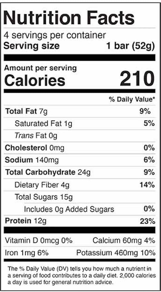 Nutrition Information - Blueberry Protein Bar (12 CT)