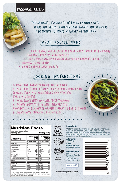 Nutrition Information - Thai Basil and Sweet Chili Stir-Fry Sauce (6 Pack)
