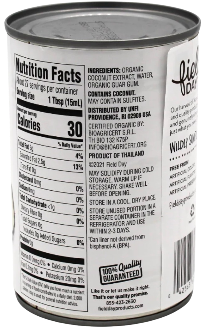 Field Day Organic Unsweetened Coconut Cream Martie