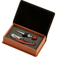 Caramel Leatherette 2-Piece Bar Tool Set