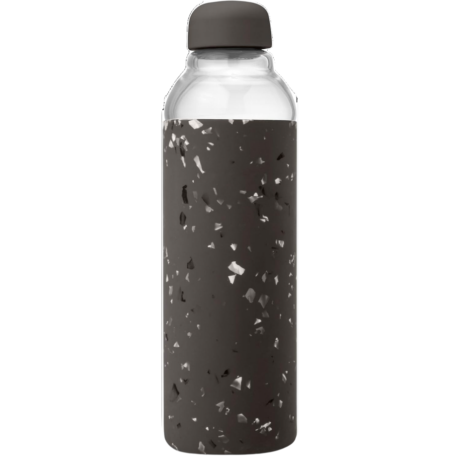 20oz Glass Water Bottle - Charcoal Terrazzo