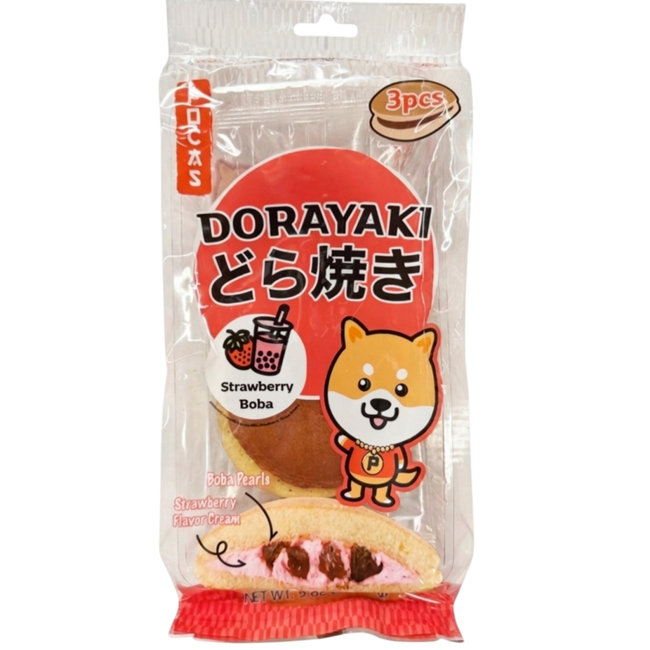Dorayaki Pancake Strawberry Boba Milk Tea Flavor (3 CT) – Martie