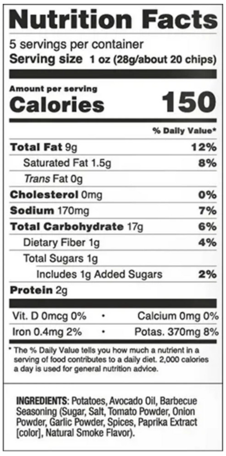 Barbecue Kettle Style Avocado Oil Potato Chips