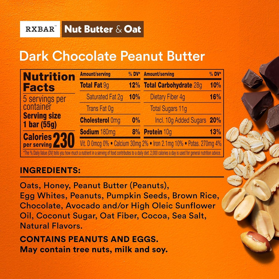 Nut Butter & Oat Dark Chocolate Peanut Butter Protein Bars (5 CT)