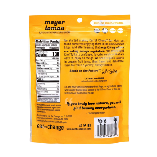 Nutrition Information - Organic Carrot Chews Meyer Lemon