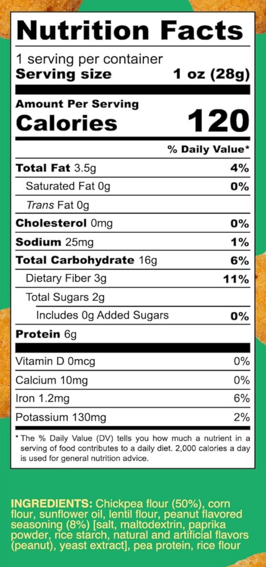 Nutrition Information - Peanut Chickpea Puffs (18 Pack)