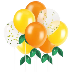Citrus Fruit Solid & Confetti Filled Latex Balloon Bouquet Kit (9 CT)