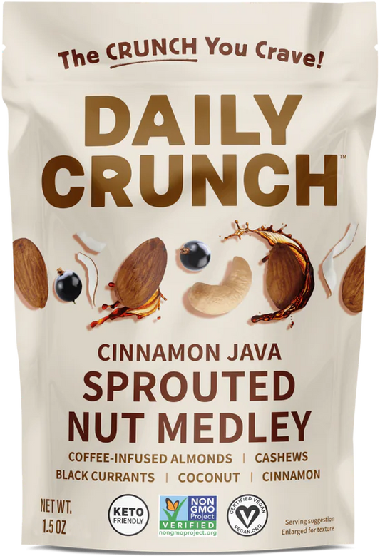 Sprouted Almonds and Cashews - Cinnamon Java and Coffee Soaked  (8 Snack Packs)