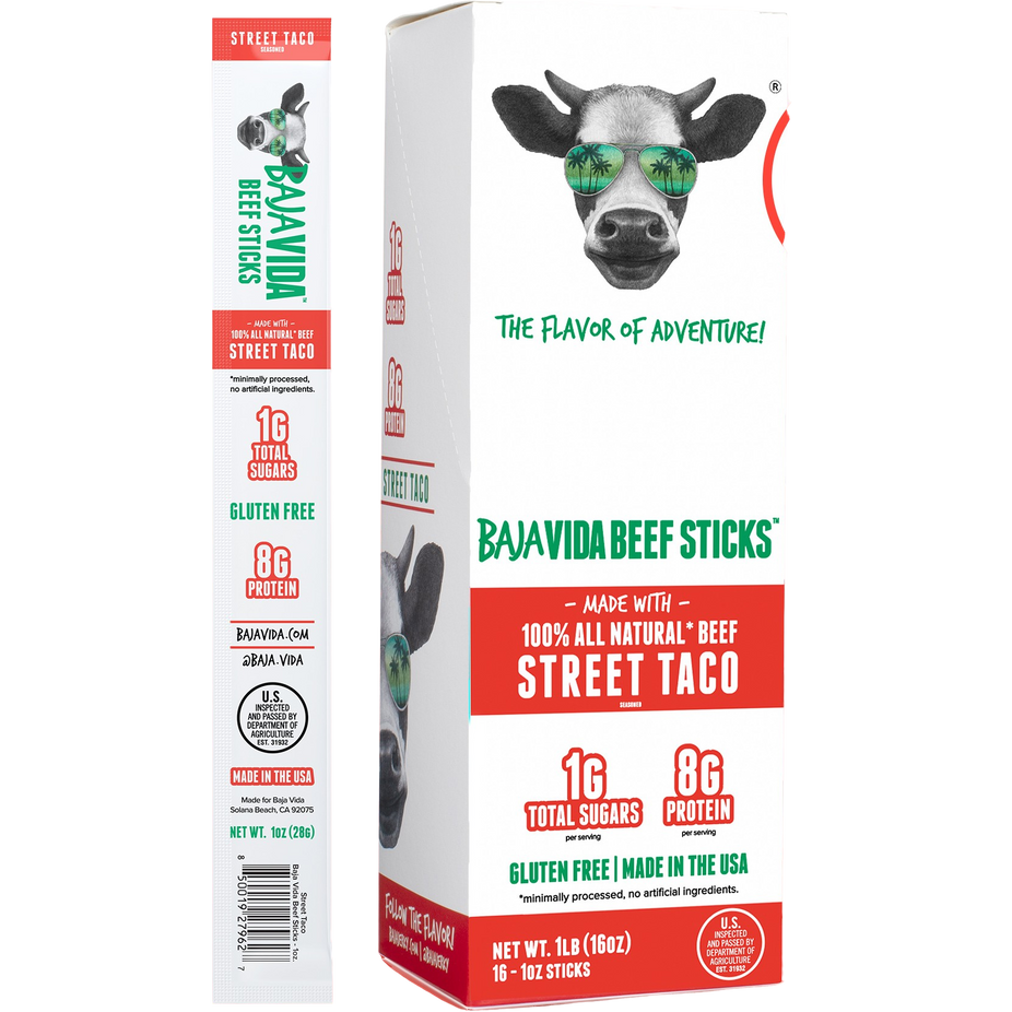 100% All-Natural Beef Sticks - Street Taco (16 Sticks)