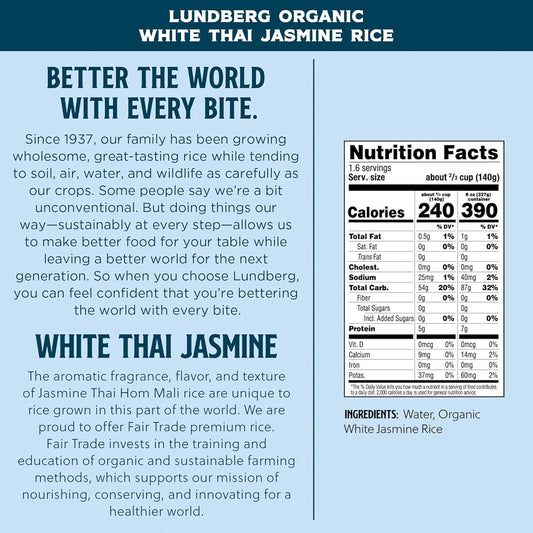 Nutrition Information - Organic RTE White Jasmine Steamed Rice (6 Pack)