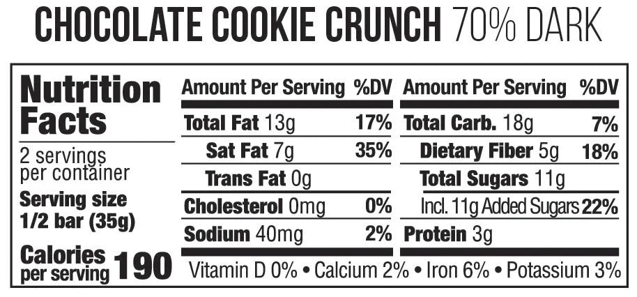 Organic Chocolate Cookie Crunch Dark Chocolate Bar (10 CT)