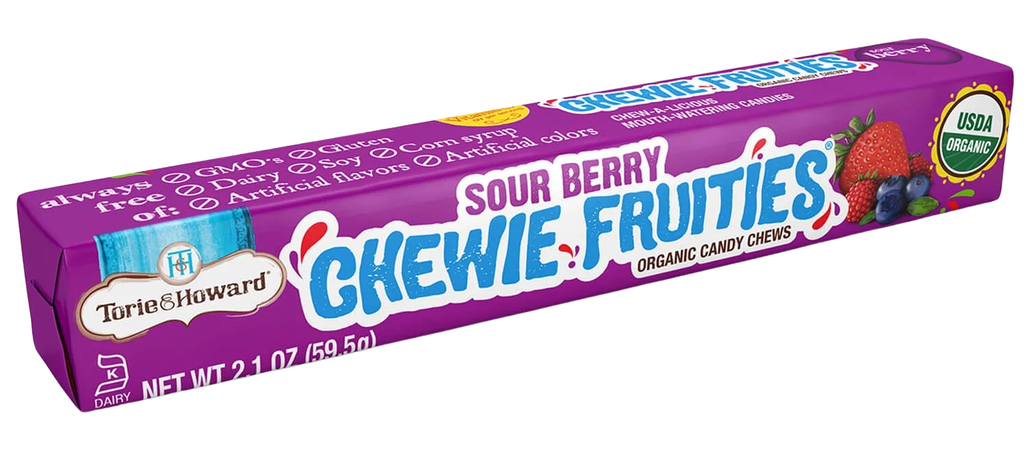 Organic Sour Berry Chewie Fruities Candy Stick (18 Pack)
