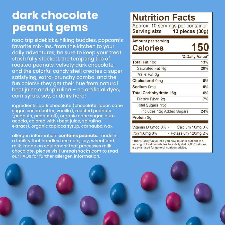 Dark Chocolate Peanut Gems Snack Pack (12 Pack)