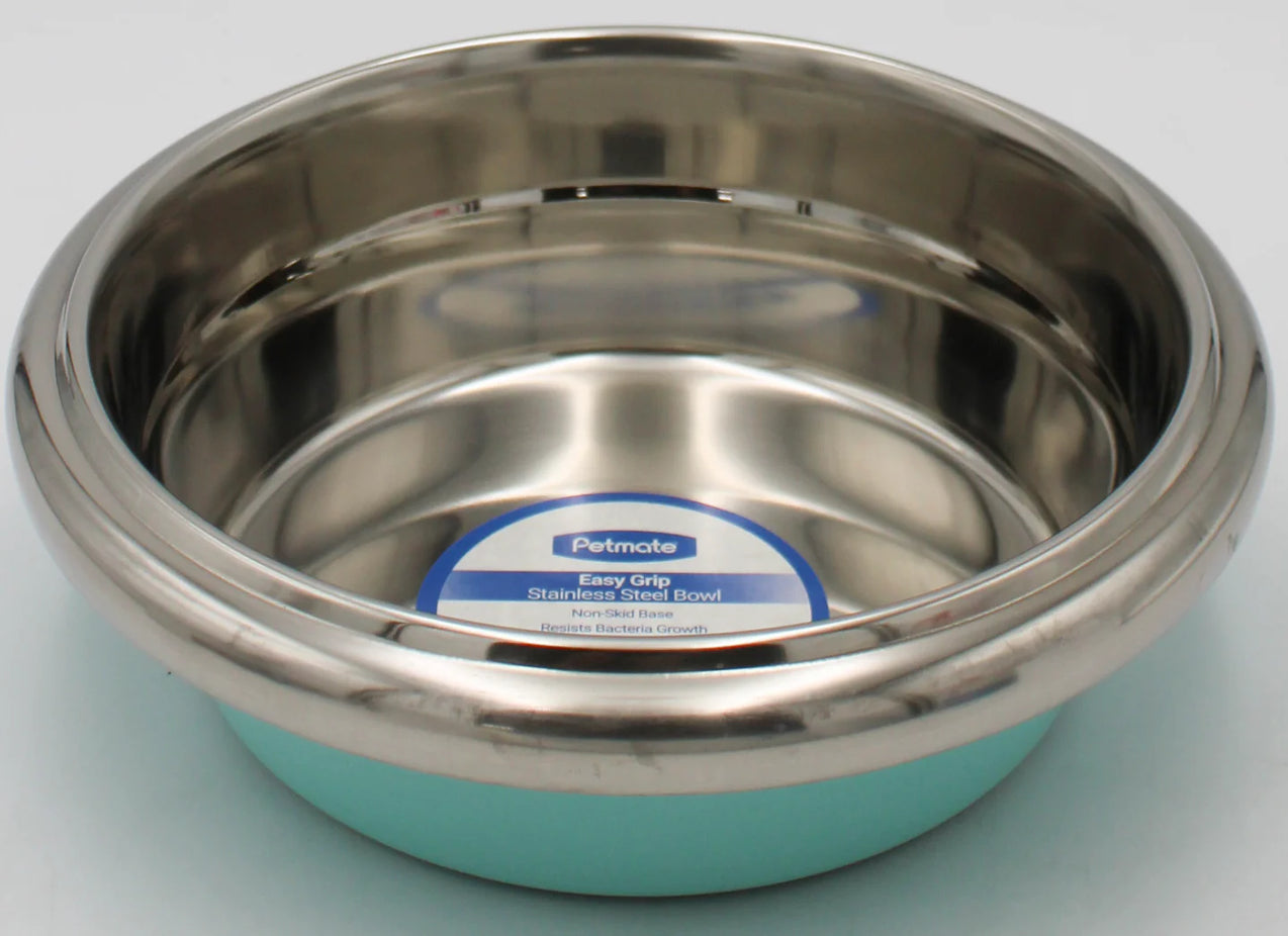 Easy Grip Stainless Steel Dog Bowl - Aqua