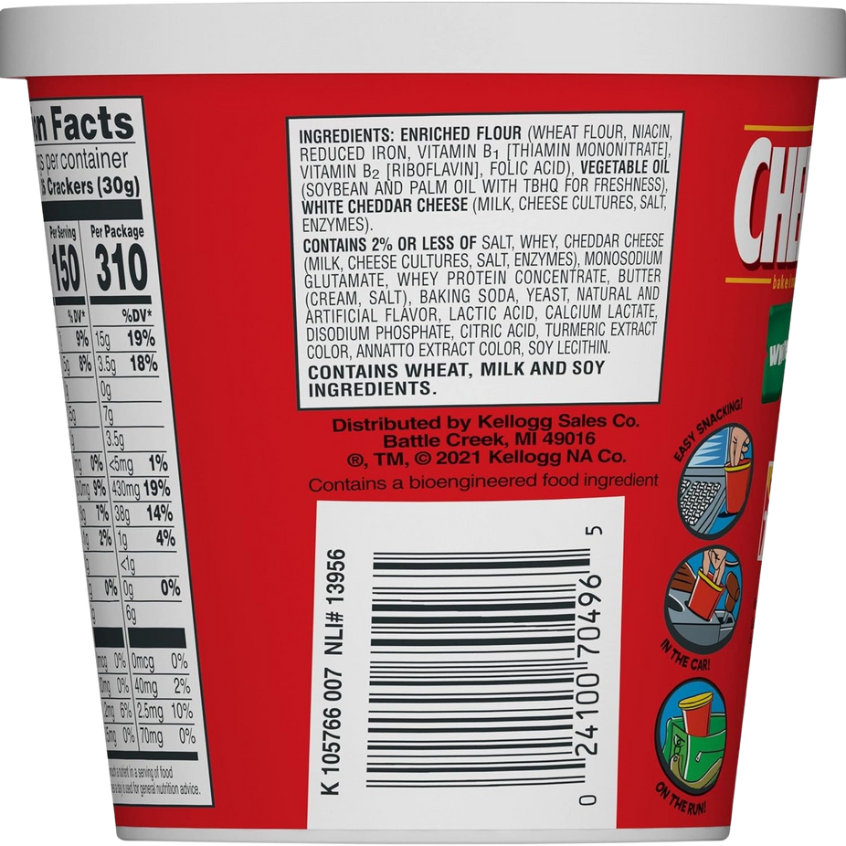 On-the-Go Cup Baked Snack Crackers - White Cheddar (10 Pack)