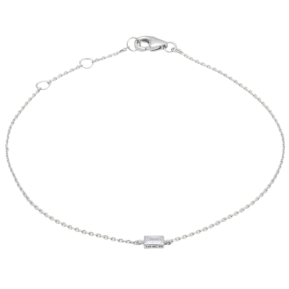 14k Solid Gold Diamond Solitaire Baguette Bracelet