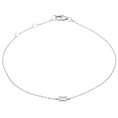 14k Solid Gold Diamond Solitaire Baguette Bracelet