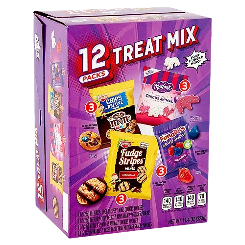Sweet Treat Mix Box (Chips Deluxe, Funables Fruit Snacks, Mother's Circus Animals, Fudge Stripes  (12 Packs)