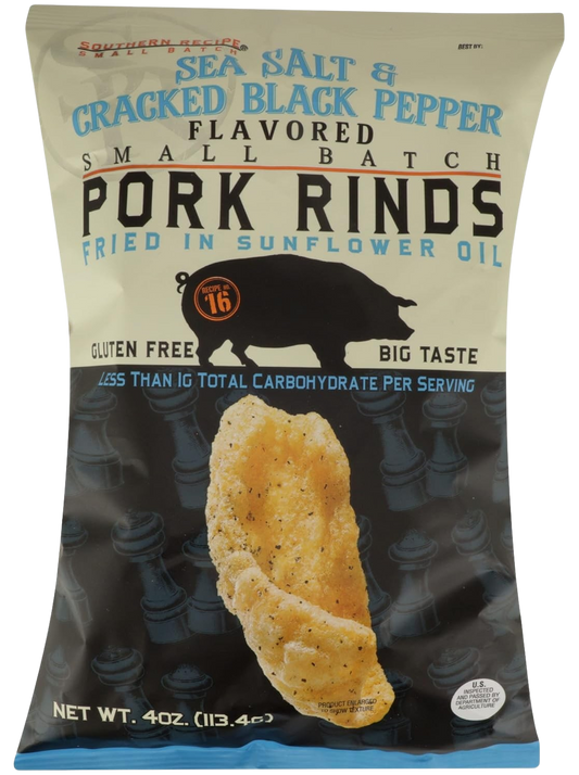 Sea Salt and Black Cracked Pepper Pork Rinds