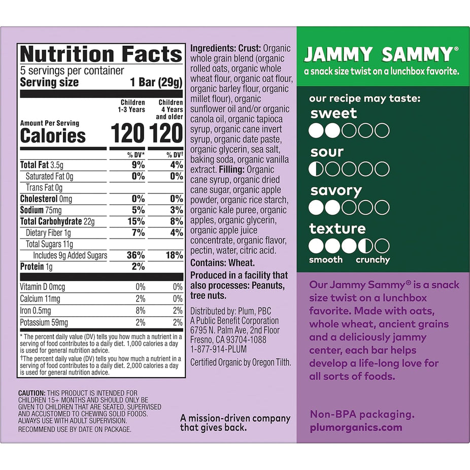 Apple, Kale + Oatmeal Jammy Sammy Snack Size Sandwich Bar (5 CT)