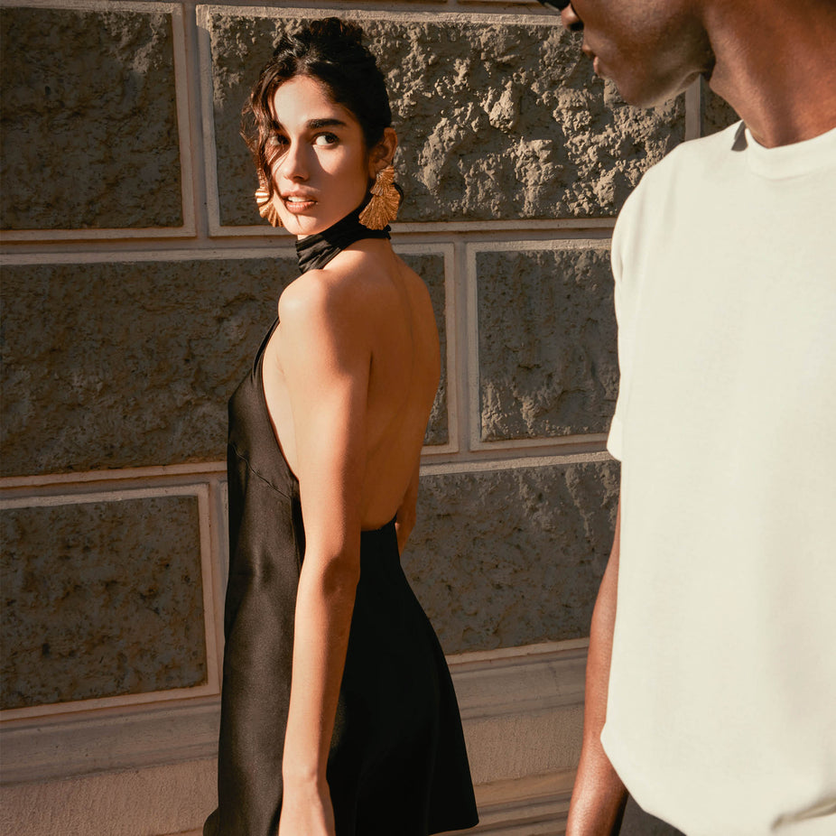 Priscilla Silk Halter Mini Dress