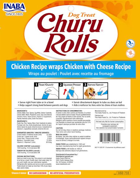 Churu Rolls Chicken Recipe Wraps Chicken with Cheese Dog Treats