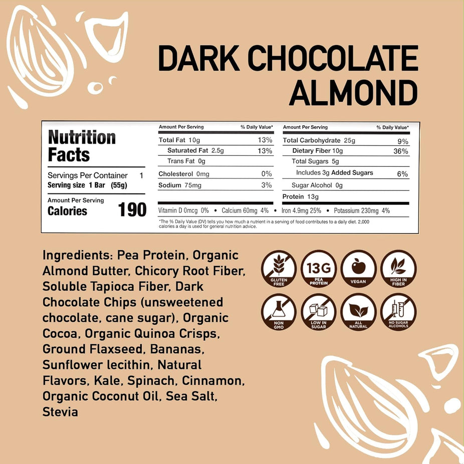 Dark Chocolate Almond Prebiotic Protein Bar (12 CT)