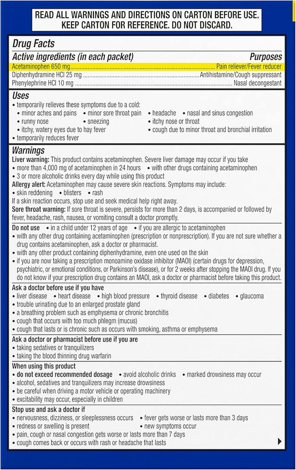 Nighttime Severe Cold & Cough Packets (6 CT)