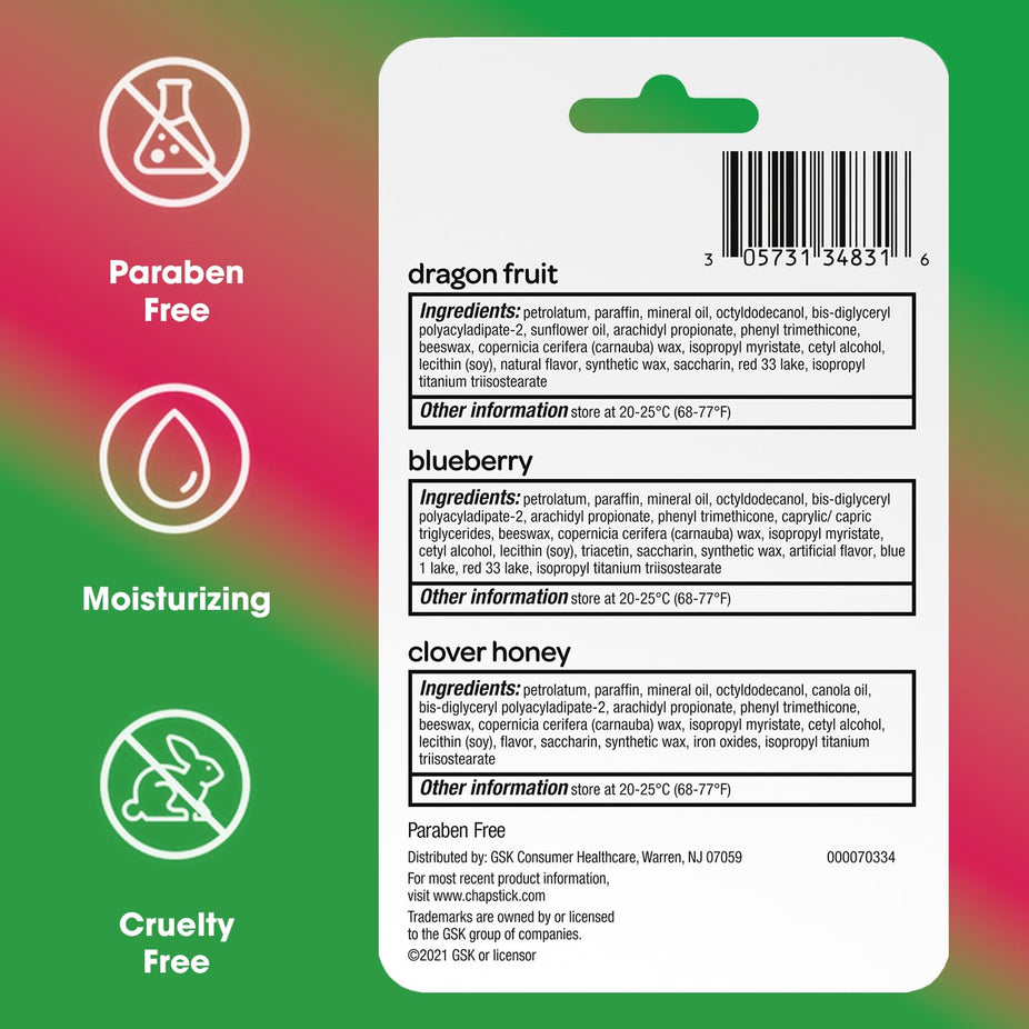SuperFood Collection Lip Balm Sticks (3 CT) - Dragon Fruit Berry And Honey