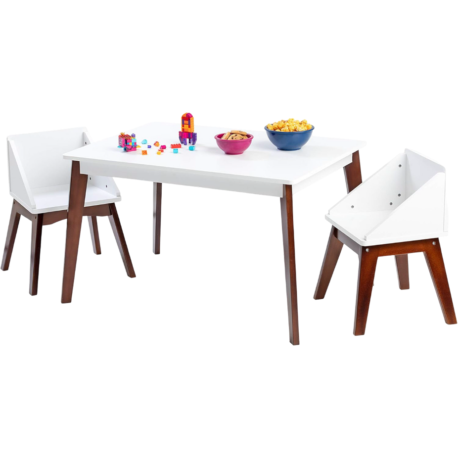 Modern Table And Chair Set Chairs - White/Espresso