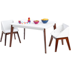 Modern Table And Chair Set Chairs - White/Espresso