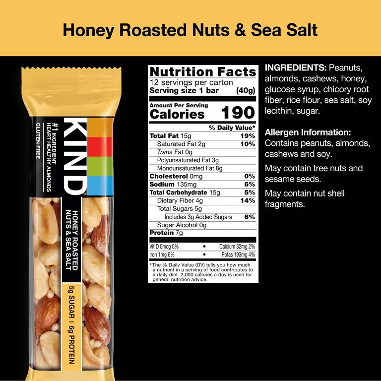 Honey Roasted Nuts & Sea Salt Bar (12 CT)