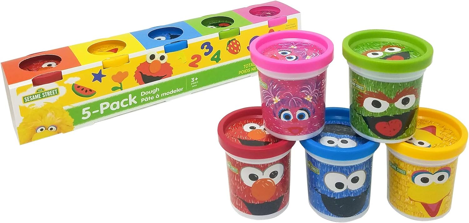 5 Pack of Sesame Street Play Dough Cans