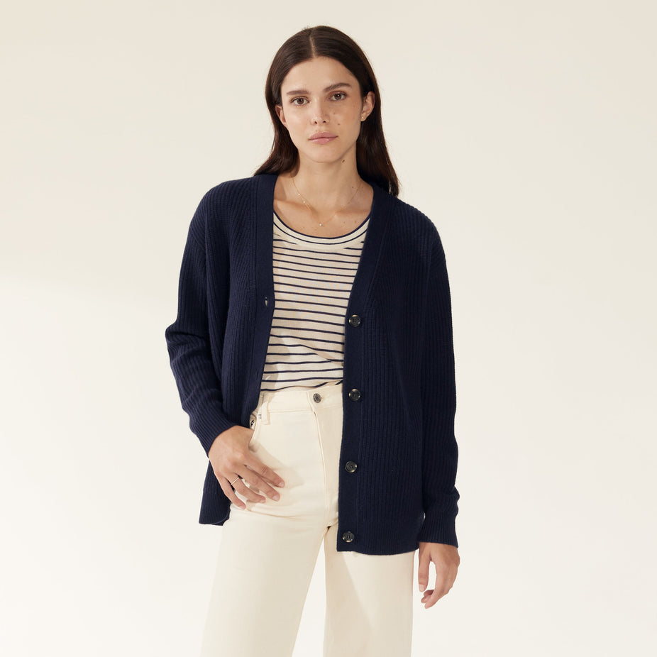 Billie Chunky Boyfriend Cashmere Cardigan
