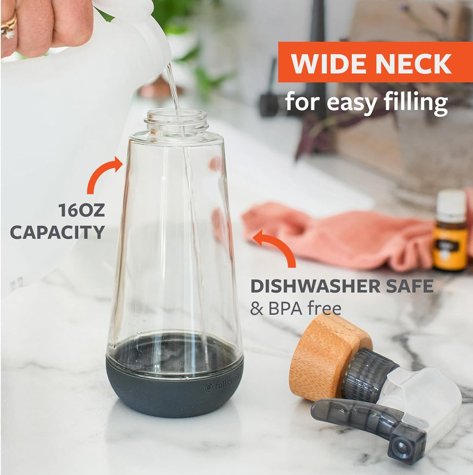 Glass Spray Bottle - Gray 16 oz