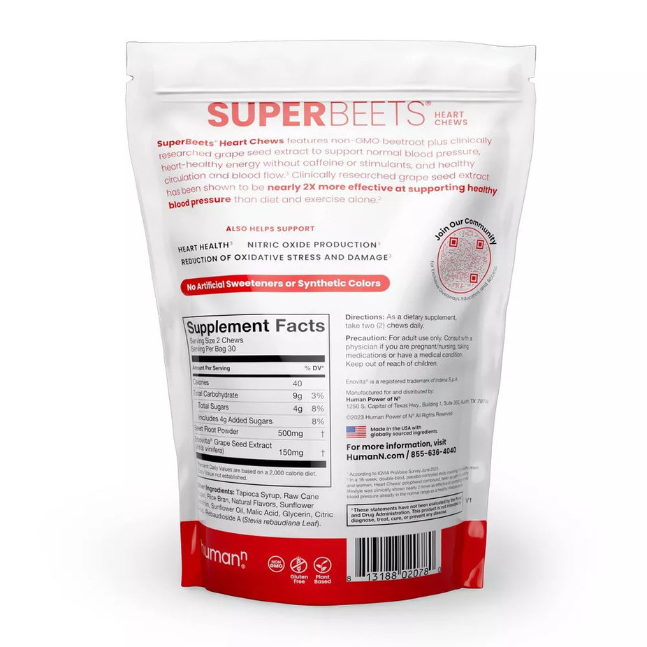 SuperBeets Heart Chews - Pomegranate Berry (60 CT)