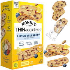 Lemon Blueberry Biscotti Almond Cookie Thins (6 packs of 3)