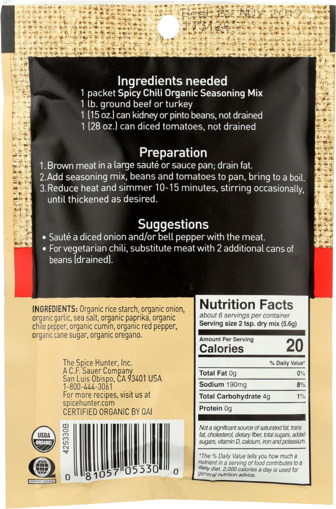 Organic Spicy Taco Seasoning Mix (12 Pack)