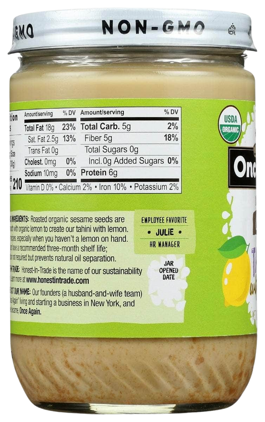 Nutrition Information - Unsweetened Creamy Tahini With Lemon