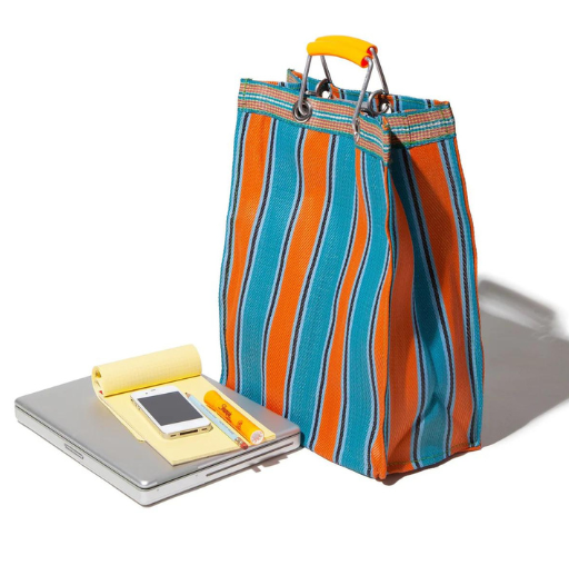 Stripe Tote Bag Rectangle D30 - Orange x Blue