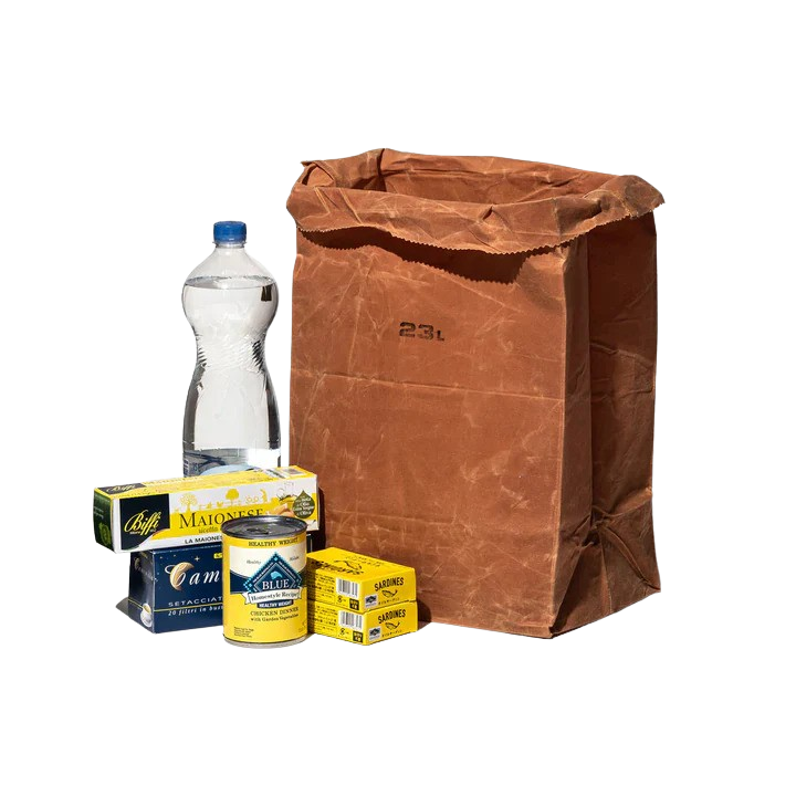 Waxed Cotton Grocery Bag Brown