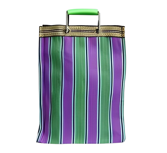 Stripe Tote Bag Rectangle D30 - Green x Purple